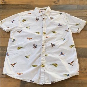 Men’s Denim & Flower Short Sleeve Slim Shirt Small